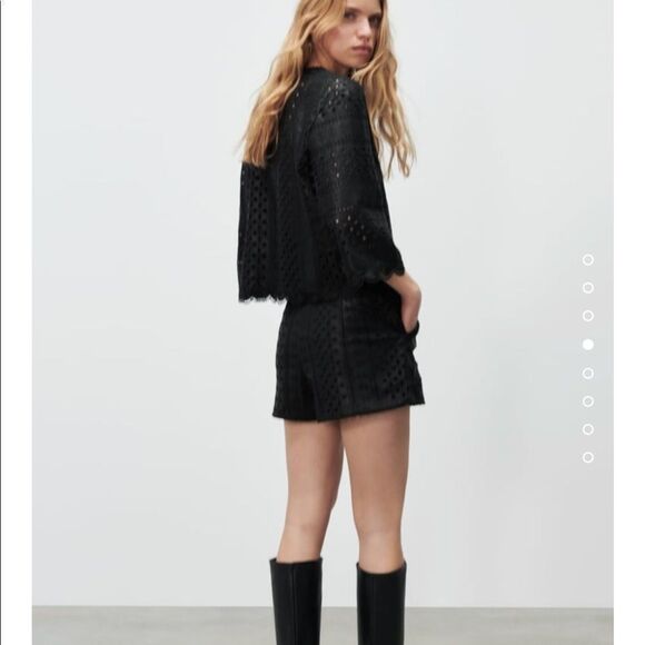 Zara faux leather openwork eyelet embroidered top - Picture 5 of 6